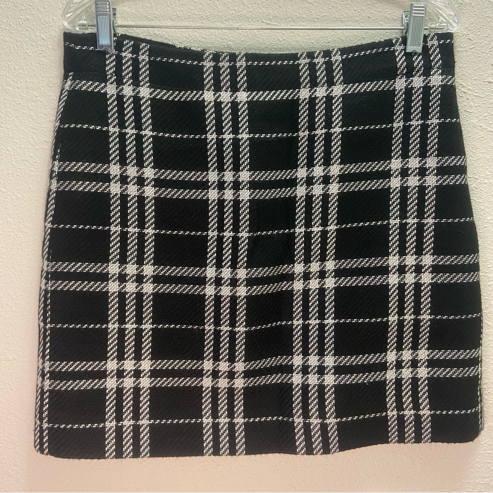 J Crew Plaid Black and White Women's Skirt